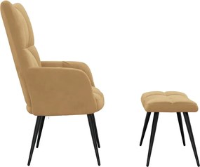 vidaXL Πολυθρόνα Relax Καφέ Βελούδινη με Σκαμπό