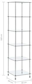 vidaXL Τραπεζάκι Σαλονιού 6 Επιπ. Διαφανές 40x40x160 εκ Ψημένο Γυαλί