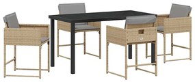 vidaXL Σέτ φαγητού για κήπο 5 pcs Μπεζ συνθετικό ρατάν