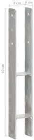 vidaXL Στηρίγματα Περίφραξης 6 τεμ. Ασημί 8x6x60 εκ. Γαλβανισμ. Ατσάλι