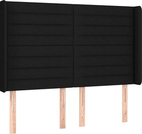 vidaXL Κρεβάτι Boxspring με Στρώμα &amp; LED Μαύρο 140x200 εκ. Υφασμάτινο