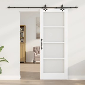 vidaXL Συρόμενη Πόρτα  με Σετ Υλικών 'ORKDAL' Λευκό Ξύλο & Γυαλί