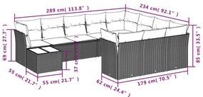 vidaXL Σαλόνι Κήπου 11 Τεμαχίων Γκρι από Συνθετικό Ρατάν με Μαξιλάρια