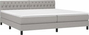 vidaXL Κρεβάτι Boxspring με Στρώμα &amp; LED Αν.Γκρι 200x200εκ. Υφασμάτινο