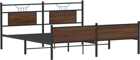 vidaXL Σκελετός Κρεβ. Χωρίς Στρώμα Καφέ Δρυς 180x200 εκ. Μεταλλικό