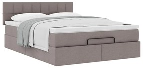vidaXL Οθωμανικό κρεβάτι με στρώμα Taupe 140x200cm ύφασμα