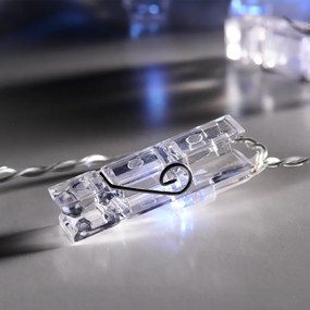"PLASTIC CLIPS" 10LED ΛΑΜΠΑΚ ΣΕΙΡΑ ΜΠΑΤΑΡ.(3xAA)&amp;ΧΡΟΝΟΔΙΑΚ (6ΟΝ/18OFF) ΨΥΧΡΟ ΛΕΥΚΟ IP20 135+30cm ACA FCLIP10W2AT