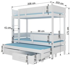 Κουκέτα Kiruna-200 x 90-Roz-Leuko