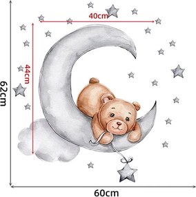 Παιδικά Αυτοκόλλητα Τοίχου Sipo Teddy Bear Moon SIP-WS63037