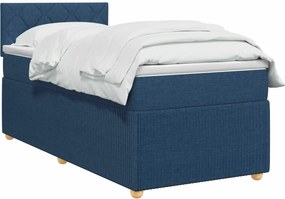 vidaXL Κρεβάτι box spring με στρώμα Μπλε 80 x 200 cm Ύφασμα