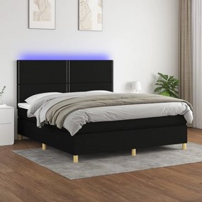 ΚΡΕΒΑΤΙ BOXSPRING ΜΕ ΣΤΡΩΜΑ &amp; LED ΜΑΥΡΟ 160X200 ΕΚ. ΥΦΑΣΜΑΤΙΝΟ 3135367