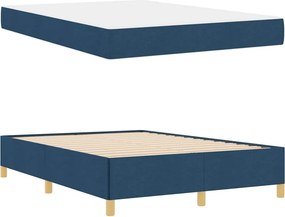 vidaXL Σκελετός Κρεβατιού με στρώμα Μπλε 140 x 200 cm ύφασμα