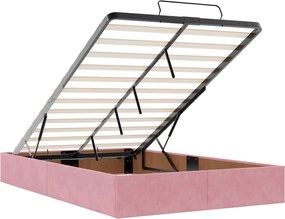 vidaXL Κρεβάτι Ottoman με στρώμα Ροζ 120 x 200 cm Βελούδο