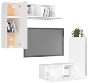 vidaXL Έπιπλο Τηλεόρασης 4 Τεμαχίων Λευκό από Επεξ. Ξύλο