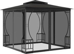 vidaXL Κιόσκι με Δίχτυα Ανθρακί 300 x 300 x 265 εκ.