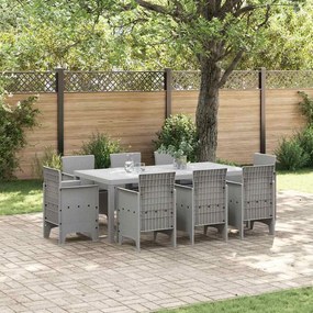 vidaXL Σέτ φαγητού για κήπο 9 pcs Ανοιχτό γκρι Rattan Polt