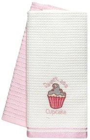Beauty Home Ποτηρόπανα σετ 2τμχ Cupcake Art 8815 40x60 Ροζ