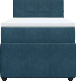 vidaXL Κρεβάτι Boxspring με Στρώμα Μπλε 100x200 εκ. Βελούδινο