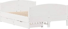 vidaXL Σκελετός Κρεβ. Χωρίς Στρώμα Λευκό 135x190 εκ Μασίφ Πεύκο