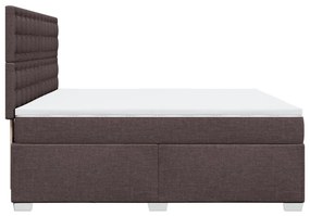 Κρεβάτι Boxspring με Στρώμα Σκούρο Καφέ 200x200 εκ. Υφασμάτινο - Καφέ