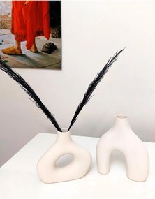 Stewehome Σετ διακοσμητικών κεραμικών βάζων 2 τεμαχίων μοντέρνου στυλ Μπεζ