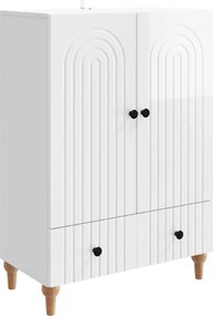 vidaXL Πλαϊνό γραφείο Γυαλιστερό Λευκό 66 x 34,5 x 95 εκ.