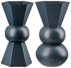 Βάζο "Metallo" Μέταλλο Dark Μπλε PU Pcs. Assorted 9x9x20cm