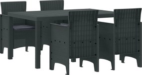vidaXL Σέτ φαγητού για κήπο 5 τμχ. Ανθρακί Rattan Polt