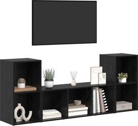 vidaXL Σετ επίπλου τηλεόρασης 3 pcs Μαύρο Επεξεργασμένο Ξύλο
