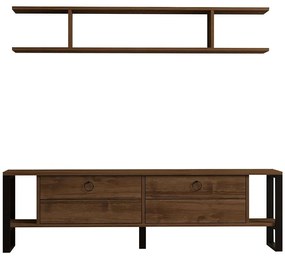 Σύνθεση Τηλεόρασης Melis 835PUQ3042 160x30x45cm Walnut-Black