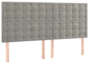 vidaXL Κεφαλάρι Κρεβατιού LED Ανοιχτό Γκρι 180x5x118/128 εκ. Βελούδινο