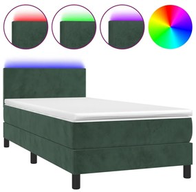 ΚΡΕΒΑΤΙ BOXSPRING ΜΕ ΣΤΡΩΜΑ &amp; LED ΣΚ. ΠΡΑΣΙΝΟ 90X200 ΕΚ ΒΕΛΟΥΔΟ 3134264