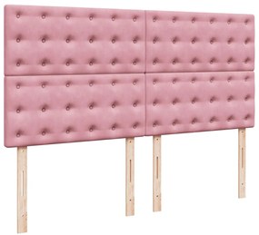 vidaXL Κρεβάτι Boxspring με Στρώμα Ροζ 180x200 εκ. Βελούδινο
