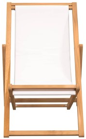 vidaXL Ξαπλώστρα Κρεμ 56 x 105 x 96 εκ. από Ξύλο Teak