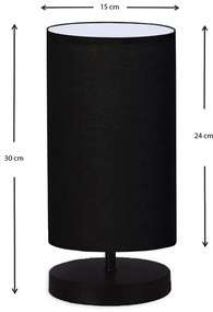 Φωτιστικό επιτραπέζιο Winkler Megapap ύφασμα/ξύλο/μέταλλο χρώμα μαύρο 15x24x30εκ.
