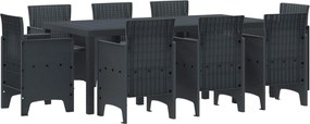 vidaXL Σέτ φαγητού για κήπο 9 pcs Ανθρακί Πολυπροπυλένιο
