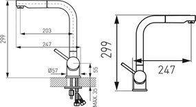 Ferro Toledo BTD4PO - Μπαταρία Κουζίνας με Ντους