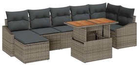 vidaXL Σετ Καναπέ Κήπου με αποθήκευση 8 pcs Γκρι Πολυ ράταν