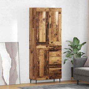 Highboard με συρτάρι 2 pcs Παλιό Ξύλο Σύνθετο Ξύλο και Γυαλί