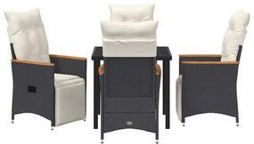 vidaXL Σέτ φαγητού για κήπο με μαξιλάρι 5 pcs Μαύρο συνθετικό ρατάν