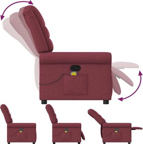 vidaXL Πολυθρόνα Μασάζ Ανακλινόμενη Μπορντό Υφασμάτινη
