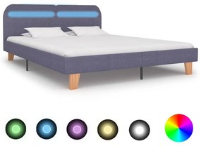 Πλαίσιο Κρεβατιού με LED Ανοιχτό Γκρι 160 x 200 εκ. Υφασμάτινο - Γκρι