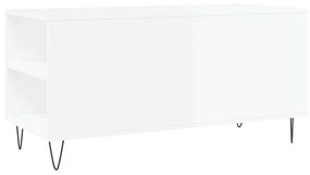 Τραπεζάκι Σαλονιού Γυαλ. Λευκό 102x44,5x50 εκ. Επεξεργ. Ξύλο - Λευκό