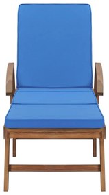 vidaXL Ξαπλώστρες Μπλε από Μασίφ Ξύλο Teak με 2 τεμ. Μαξιλάρια