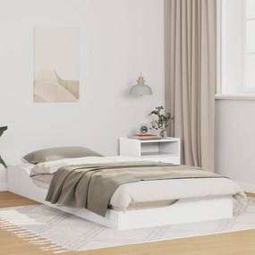 vidaXL Κρεβάτι δαπέδου Λευκό 90 x 200 cm Συμπαγές ξύλο πεύκου