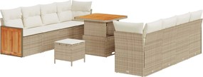 vidaXL Σετ Καναπέ Κήπου με μαξιλάρι 11 pcs Μπεζ και Κρέμα