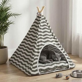vidaXL Teepee για κατοικίδια με μαξιλάρι 60 x 60 x 70 cm Πολυεστέρας