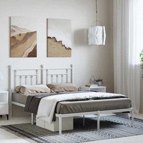vidaXL Πλαίσιο Κρεβατιού με Κεφαλάρι Λευκό 150 x 200 εκ. Μεταλλικό
