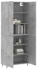 vidaXL Ντουλάπι Γκρι Σκυροδέματος 69,5x34x180 εκ. Επεξεργασμένο Ξύλο