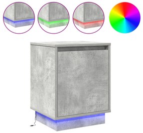 vidaXL Κομοδίνο με Φωτισμό LED Γκρι Σκυρόδεμα 39x34.5x50 cm